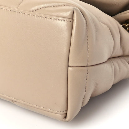 Saint Laurent Lambskin Quilted Small Loulou Puffer Monogram Chain Satchel Dark Beige 8 of 8