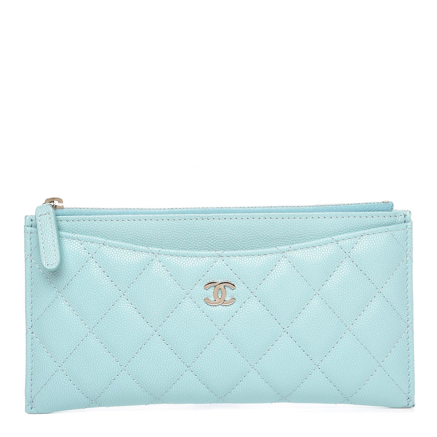 Chanel Caviar Quilted Classic Zip Pouch Light Blue 1 of 8