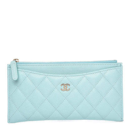 Chanel Caviar Quilted Classic Zip Pouch Light Blue 1 of 8