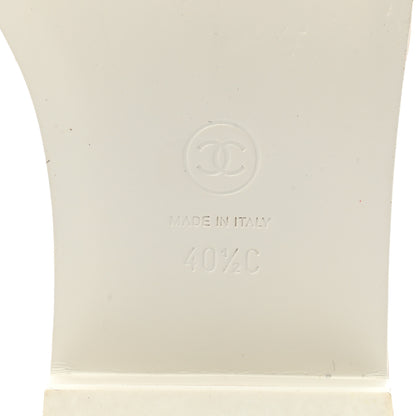 Chanel Tweed Cork CC Chain Mule Sandal 40.5 White 6 of 9