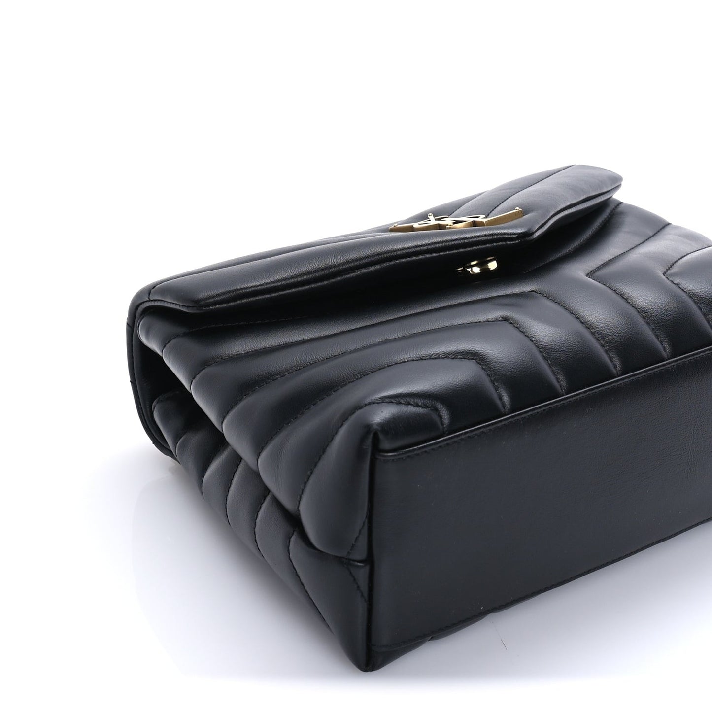 Calfskin Y Quilted Monogram Small Loulou Chain Satchel  Black