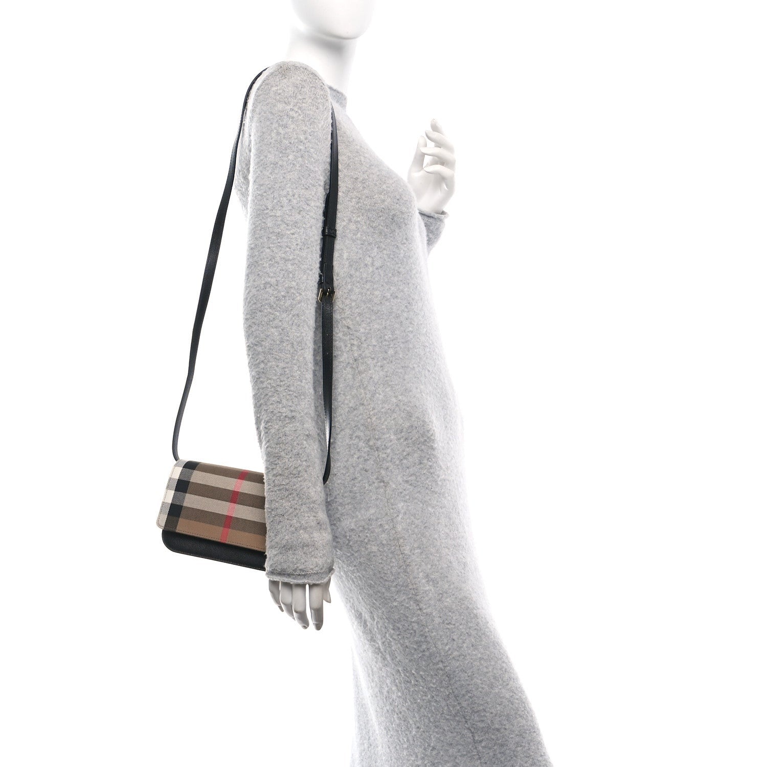 Burberry Grained Calfskin House Check Small Madison Shoulder Bag Black 2 of 7