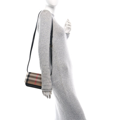 Burberry Grained Calfskin House Check Small Madison Shoulder Bag Black 2 of 7