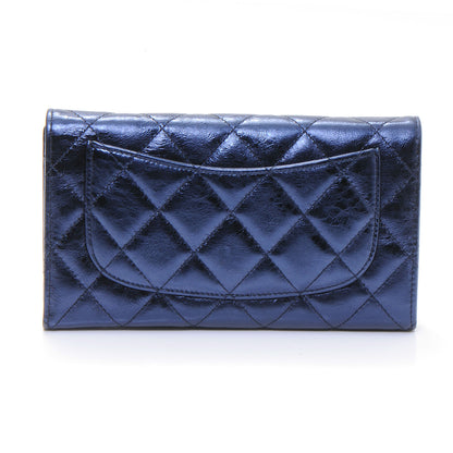 Chanel Lambskin Timeless Reissue Wallet Metallic Blue 3 of 6