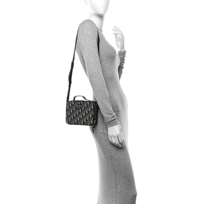 Christian Dior Oblique 30 Montaigne Top Handle Box Bag Blue 2 of 11