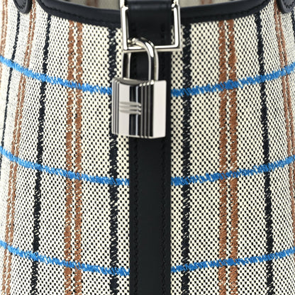 Hermes Swift Toile Borderie H Picotin Lock 18  Noir Ecru Fauve Bleu Zanzibar 7 of 9