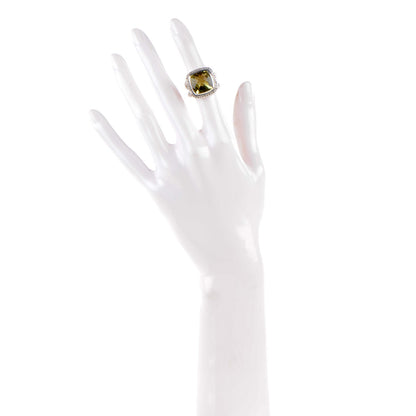David Yurman Sterling Silver 18K White Gold Diamond Lemon Quartz 14mm Albion Ring 47 4 5 of 6