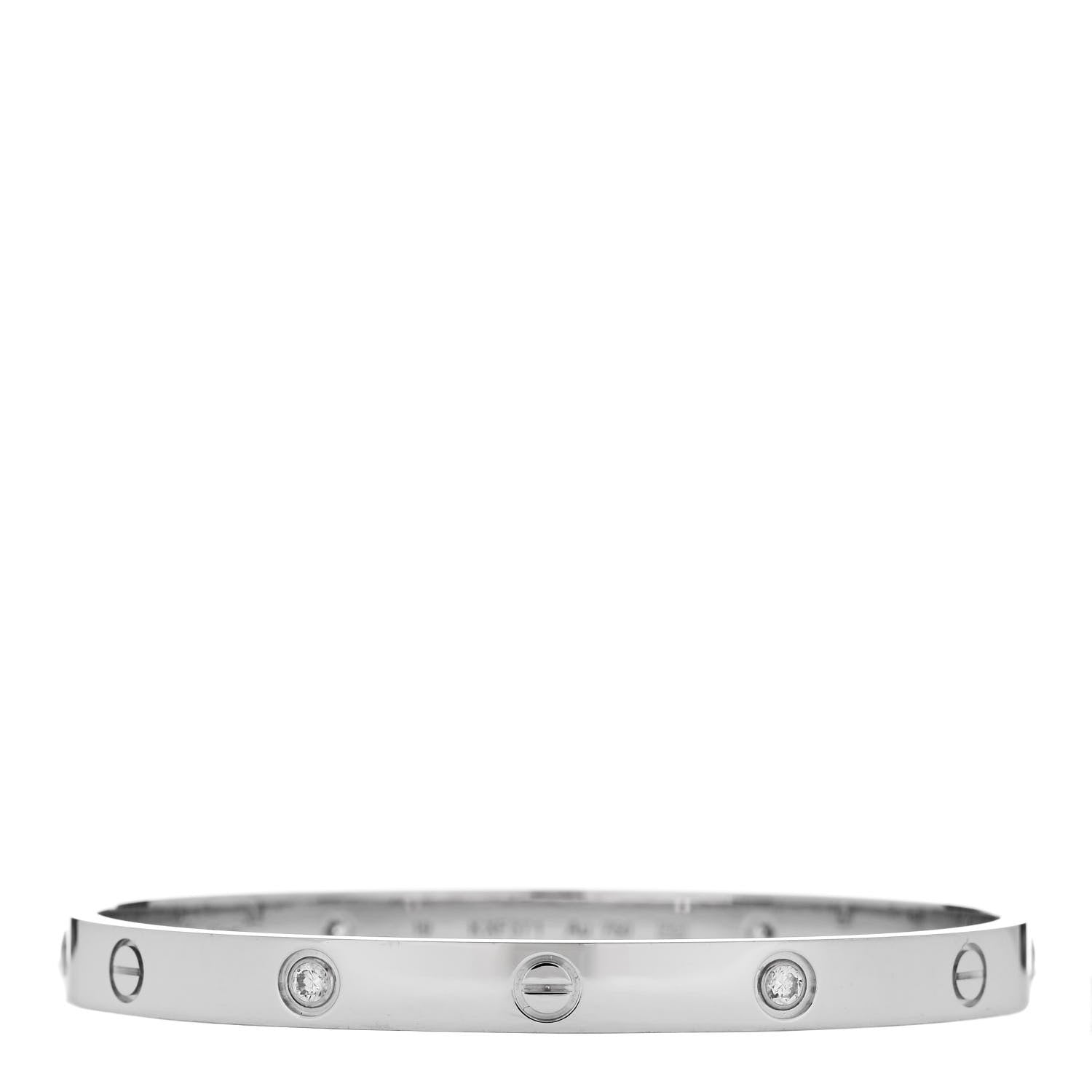 Cartier 18K White Gold 4 Diamond Love Bracelet 19 1 of 7