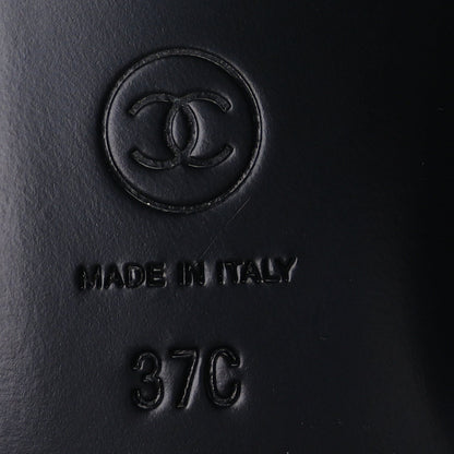 Chanel Lambskin Patent Cap Toe CC Ballerina Flats 37  Black 7 of 7