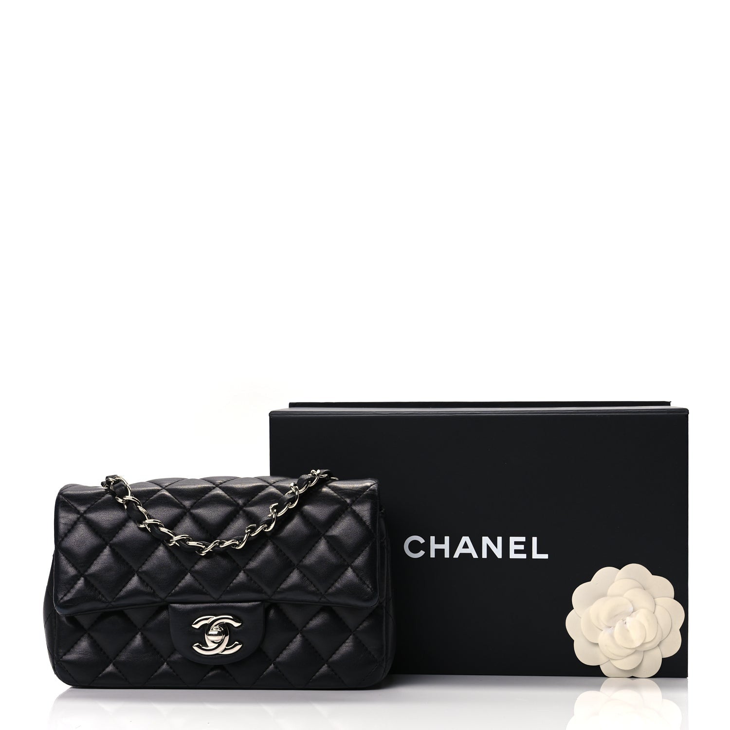 Chanel Lambskin Quilted Mini Rectangular Flap Black 10 of 10