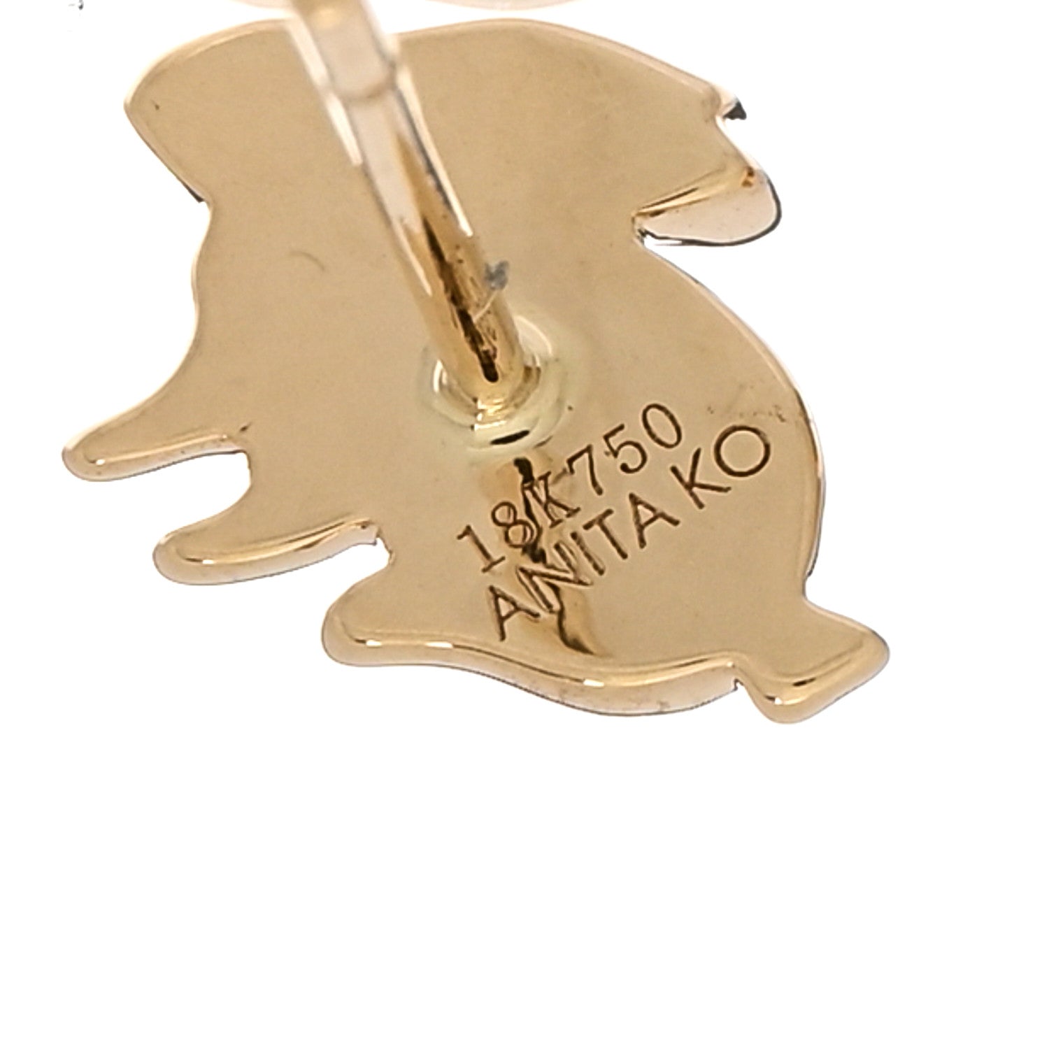 Anita Ko 18K Yellow Gold Diamond Emerald Bunny Stud Earrings 4 of 5