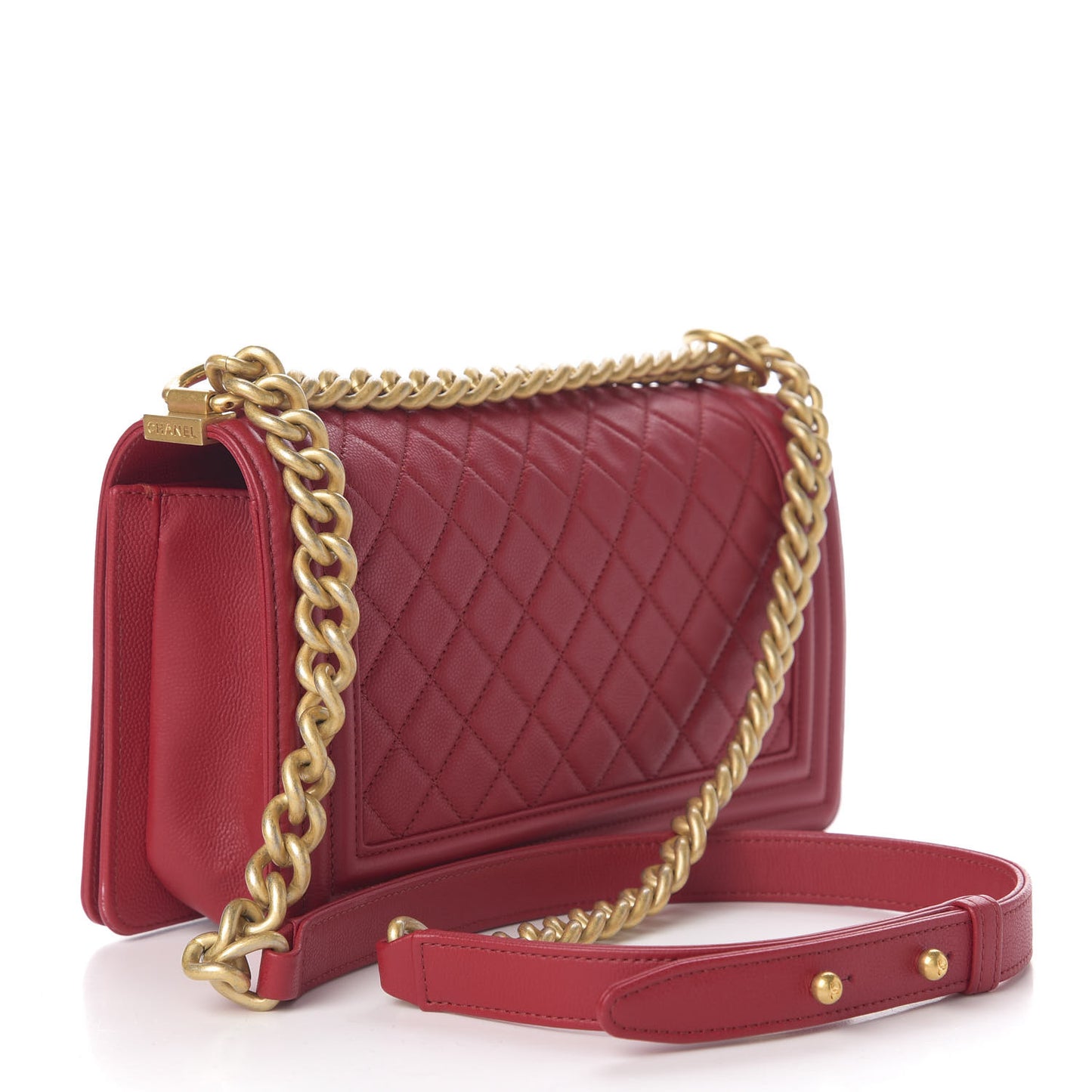 Caviar Quilted Medium Boy Flap Red