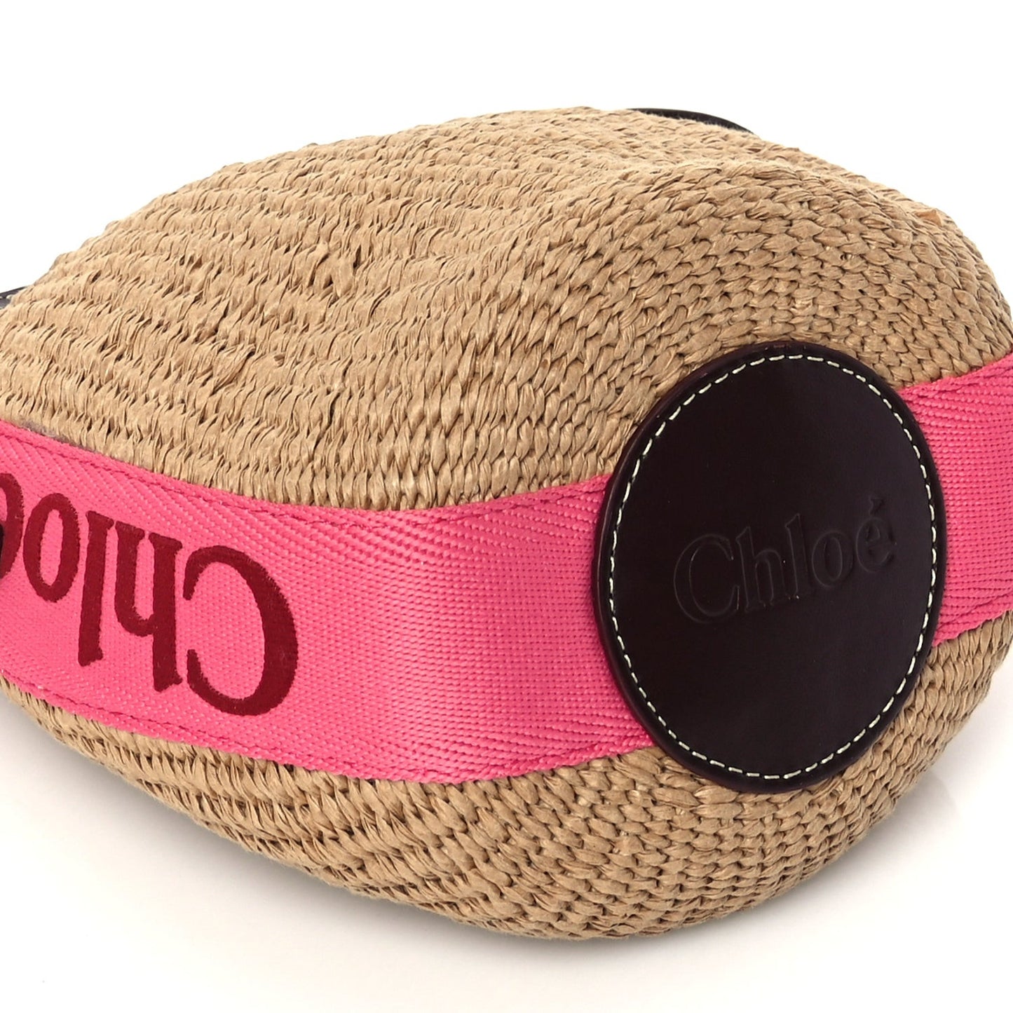 X MIFUKO Raffia Calfskin Small Woody Basket Pink Red