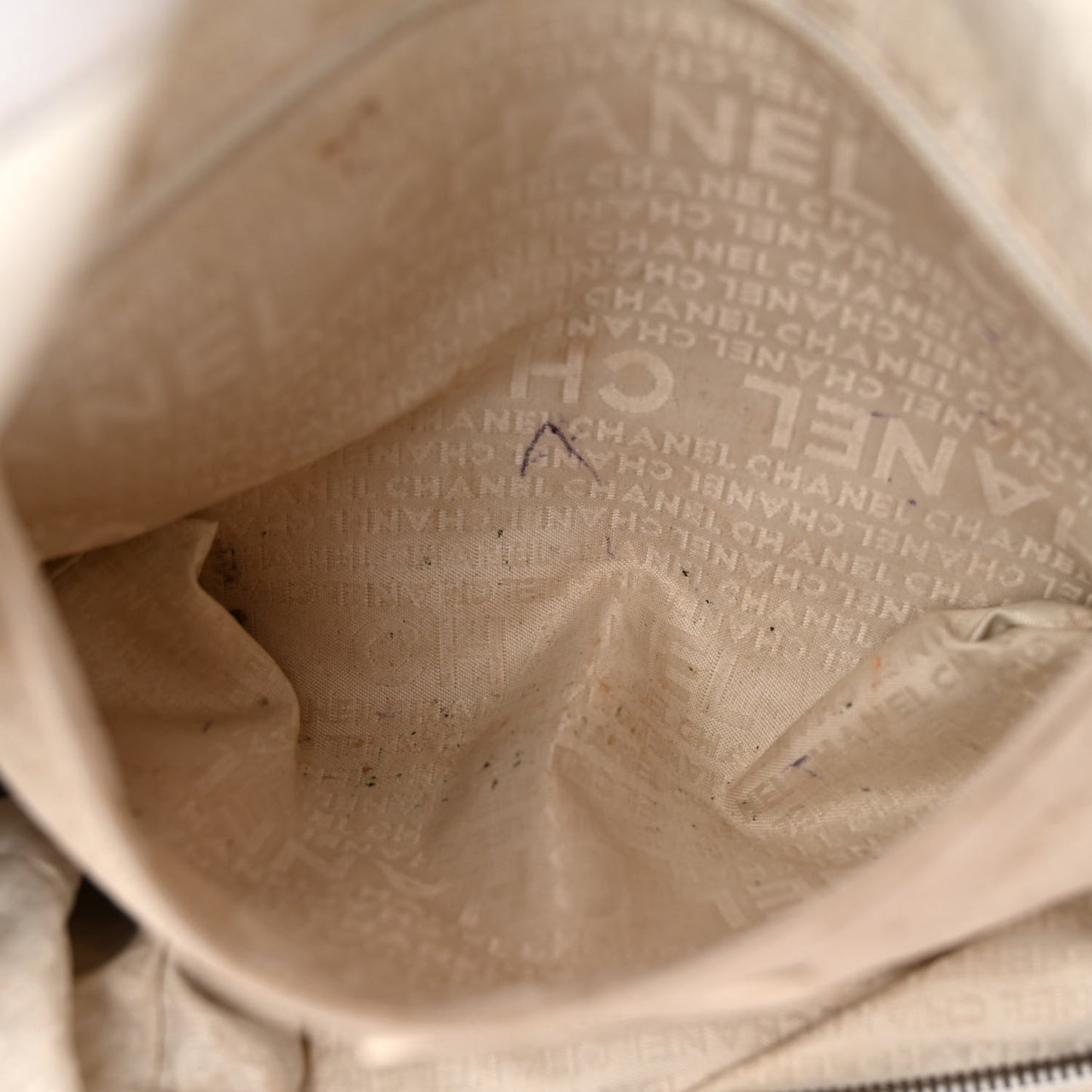 Distressed Lambskin Vintage Ligne Lady Braid XL Tote Beige