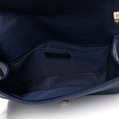 Chanel Caviar Chevron Quilted Medium Boy Flap Navy 5 of 11