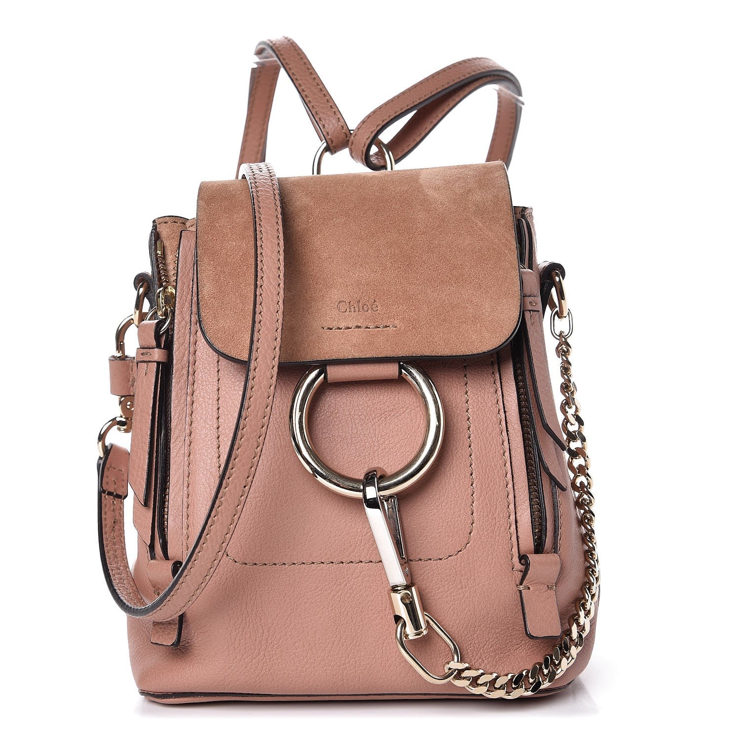 Chloe Suede Calfskin Mini Faye Backpack Nougat 1 of 12