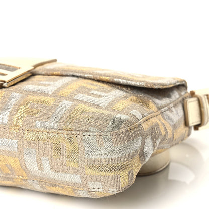 Fendi Metallic Lurex Zucca Baguette Gold Silver 9 of 10