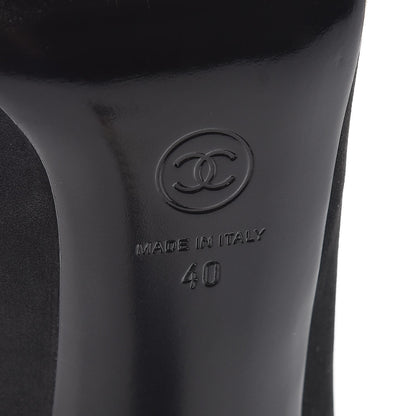 Chanel Suede Calfskin Patent Cap Toe CC Pumps 40 Black 7 of 11