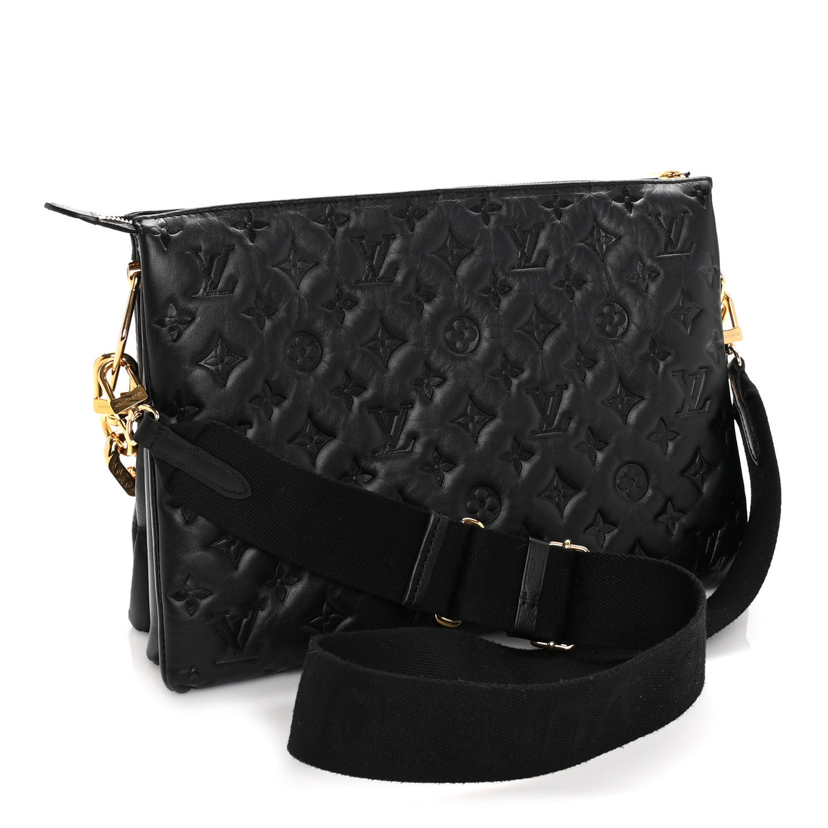 Louis Vuitton Lambskin Embossed Monogram Coussin MM Black 2 of 8