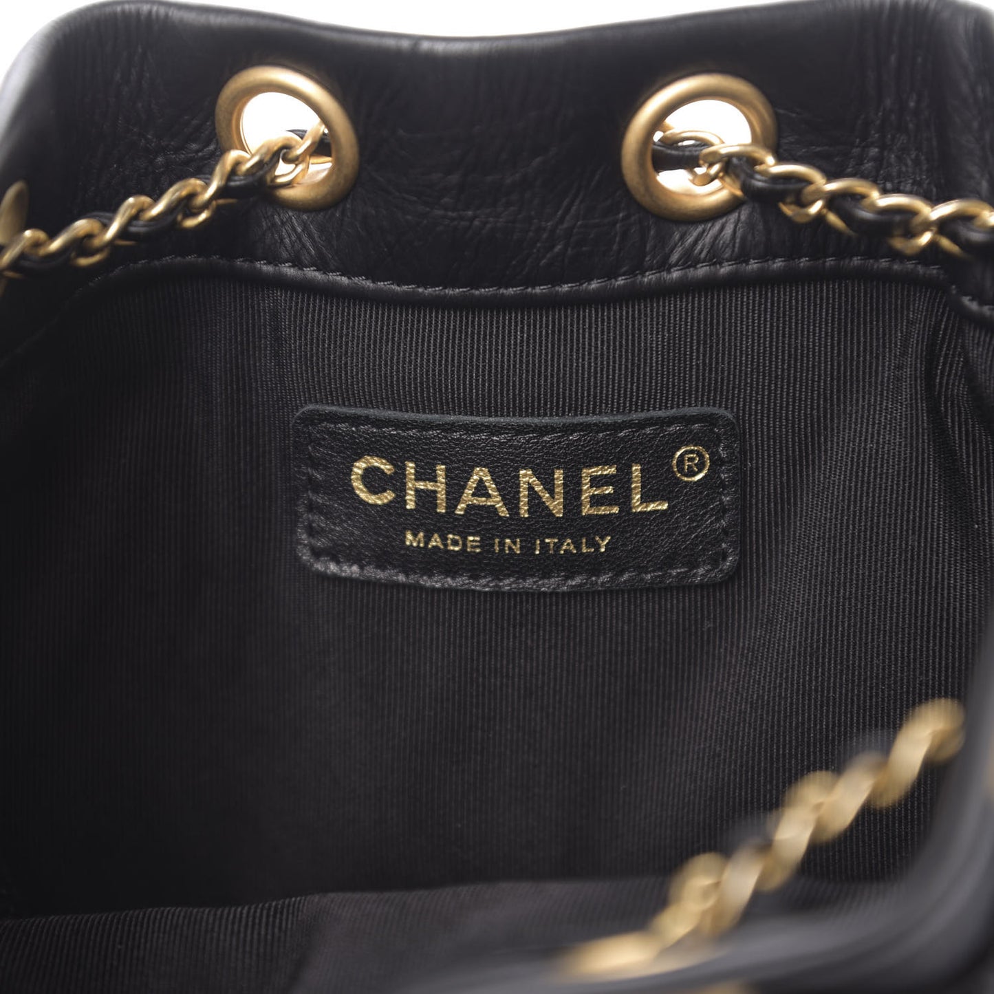 Iridescent Crumpled Calfskin Coco Pleats Small Drawstring Bag Black