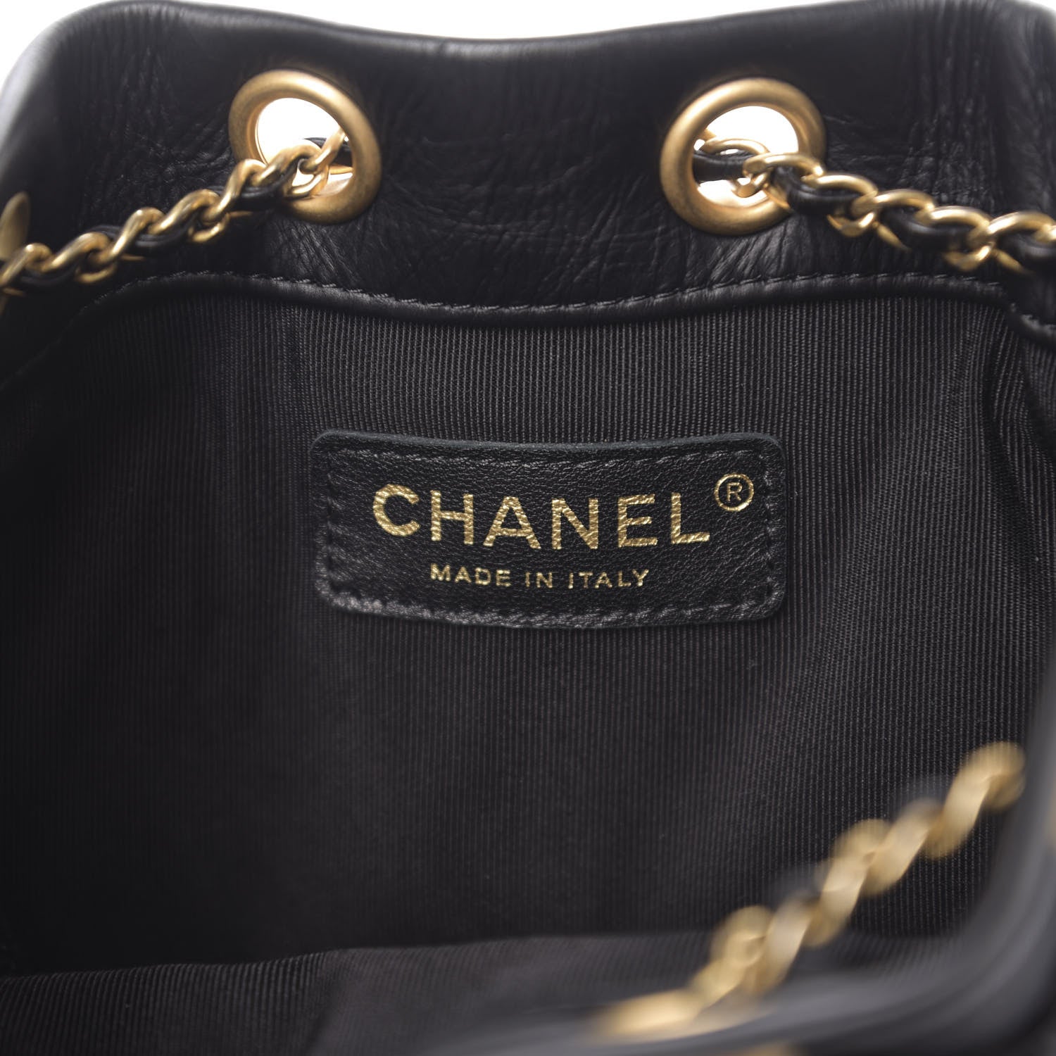 Chanel Iridescent Crumpled Calfskin Coco Pleats Small Drawstring Bag Black 5 of 10
