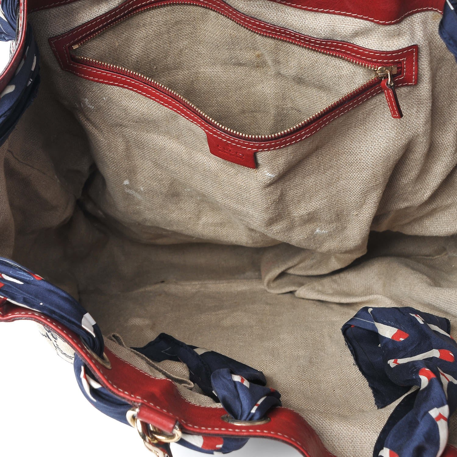 Gucci Monogram Large Positano Tote Navy Red 5 of 17