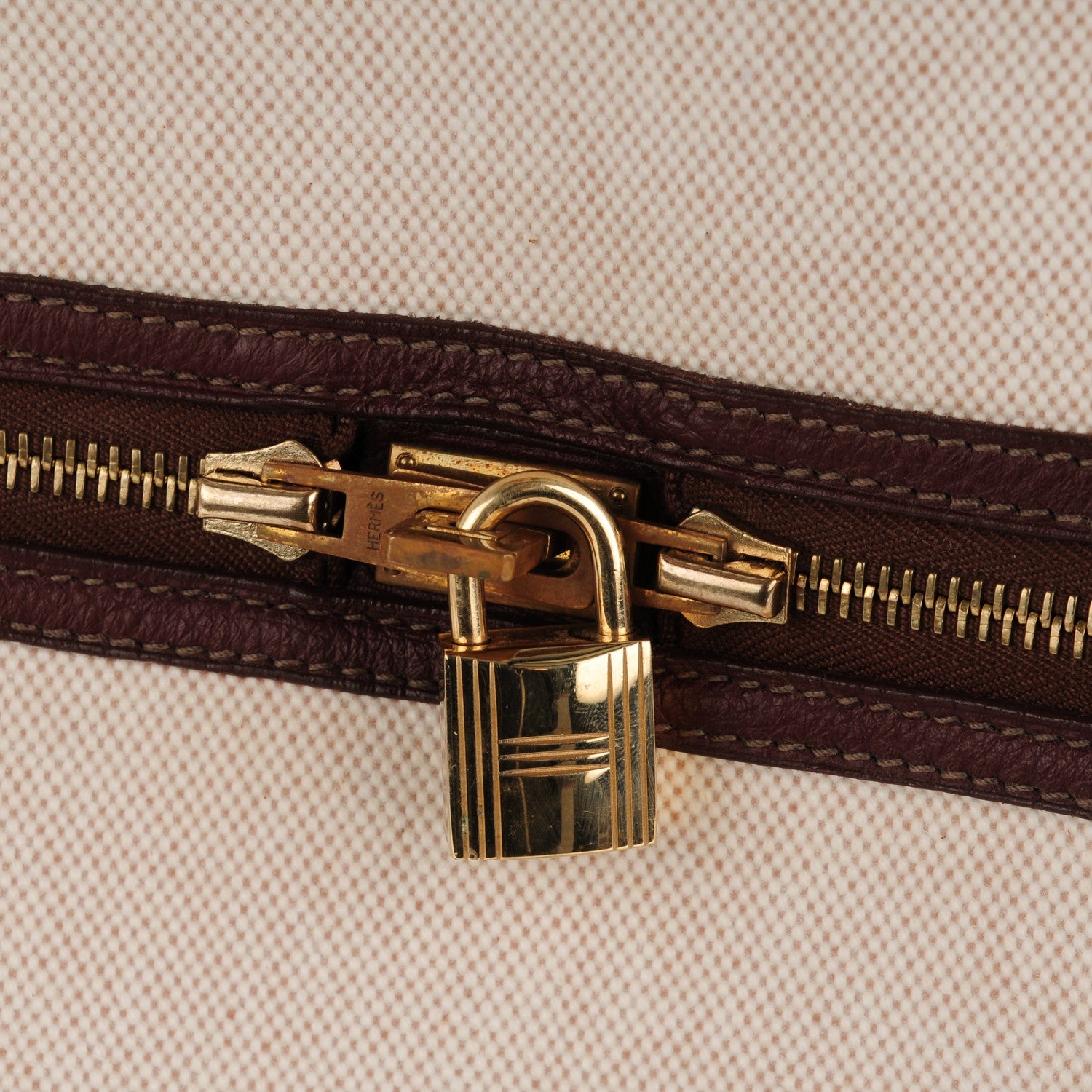 Hermes Taurillon Clemence Toile Victoria 50 Ecru Havane 14 of 17