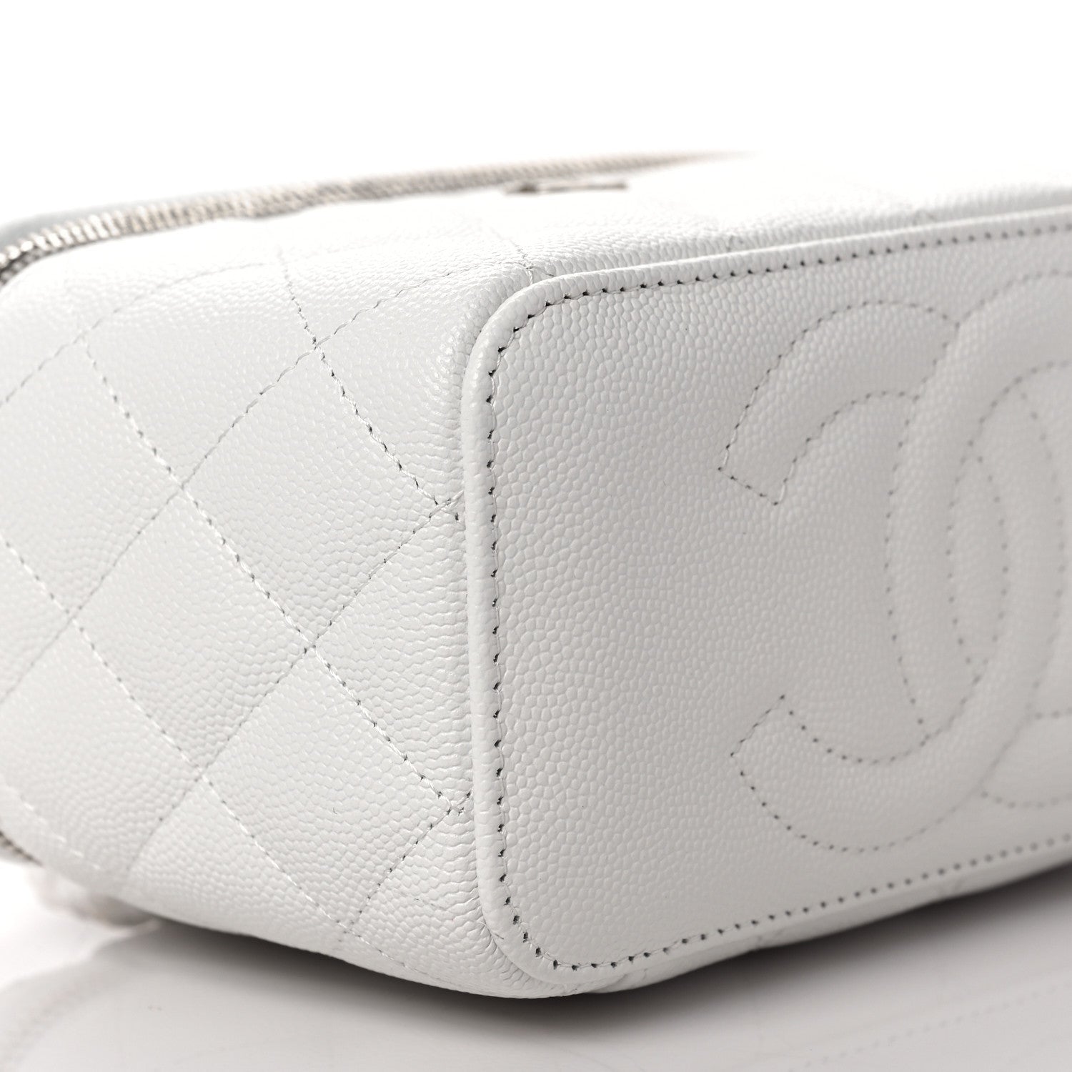 Chanel Caviar Quilted Small Vanity Case With Chain White 9 of 11