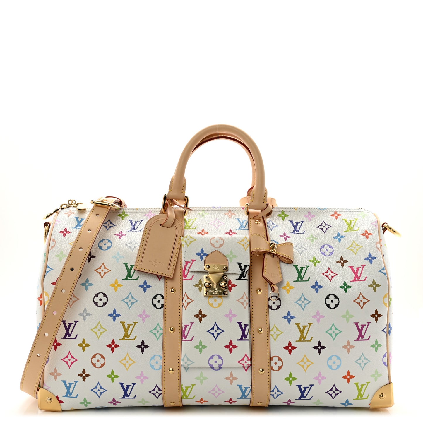 LV X TM Monogram Multicolor Keepall Bandouliere 45 White