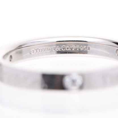 Tiffany Platinum Diamond Logo Band Ring 54.5 7 3 of 4