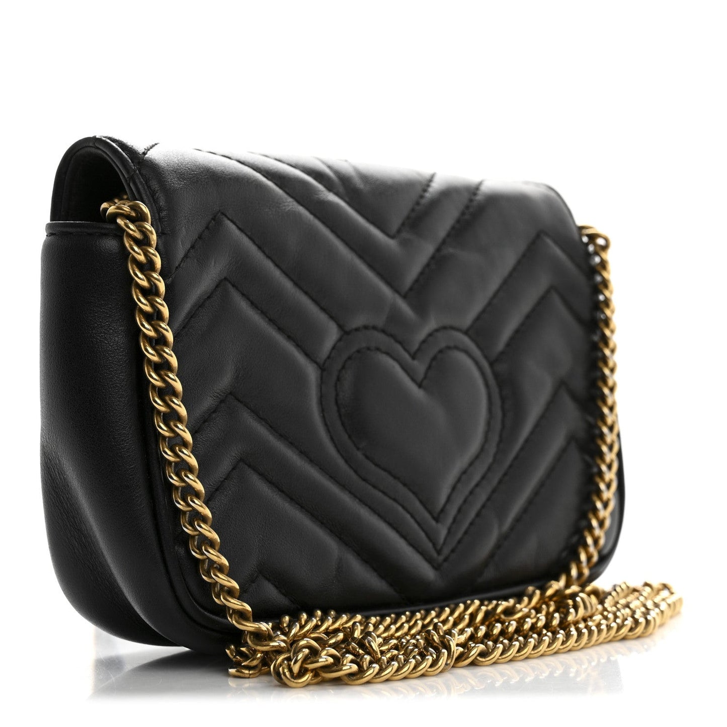 Calfskin Matelasse Super Mini GG Marmont Shoulder Bag Black