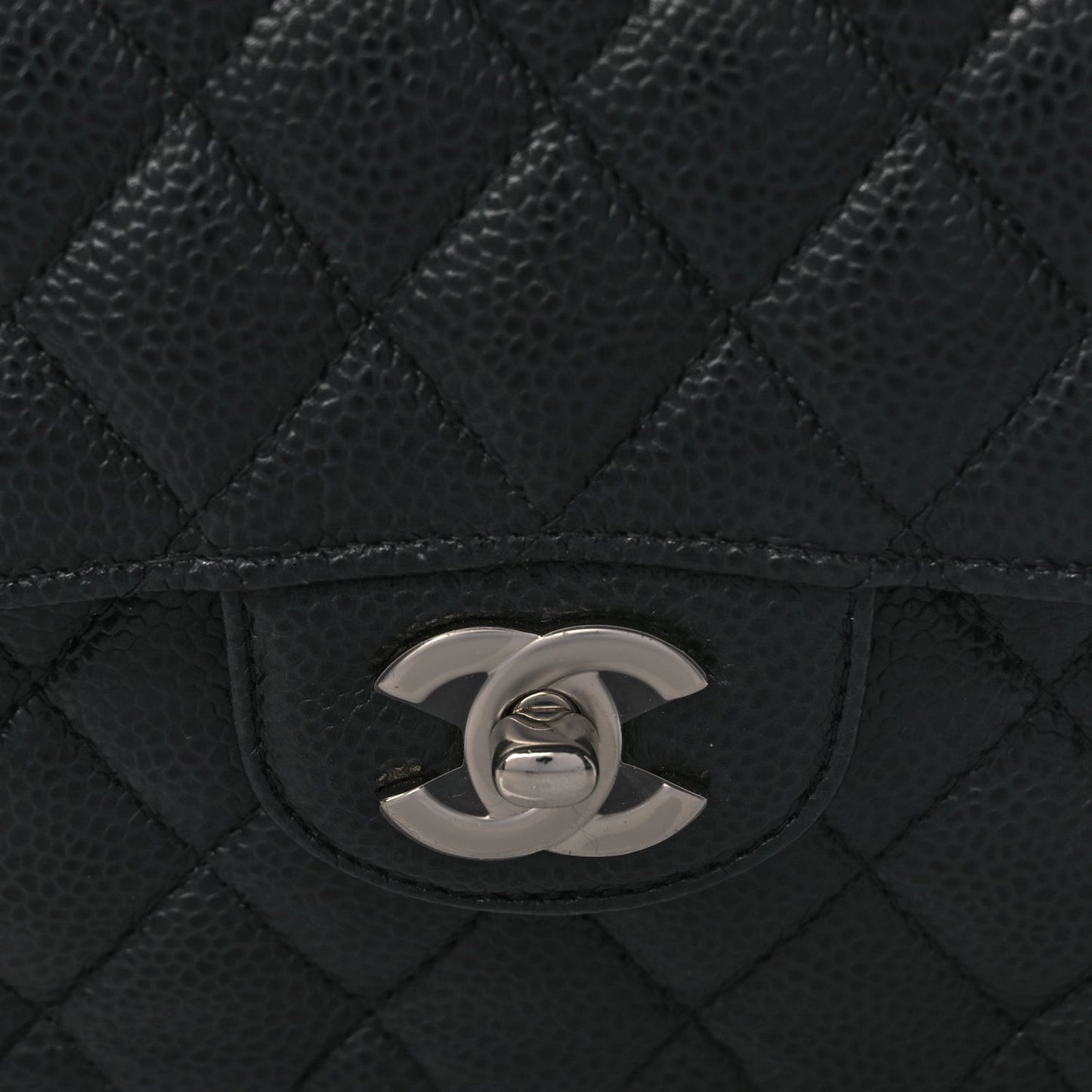 Caviar Quilted Small Double Flap Black