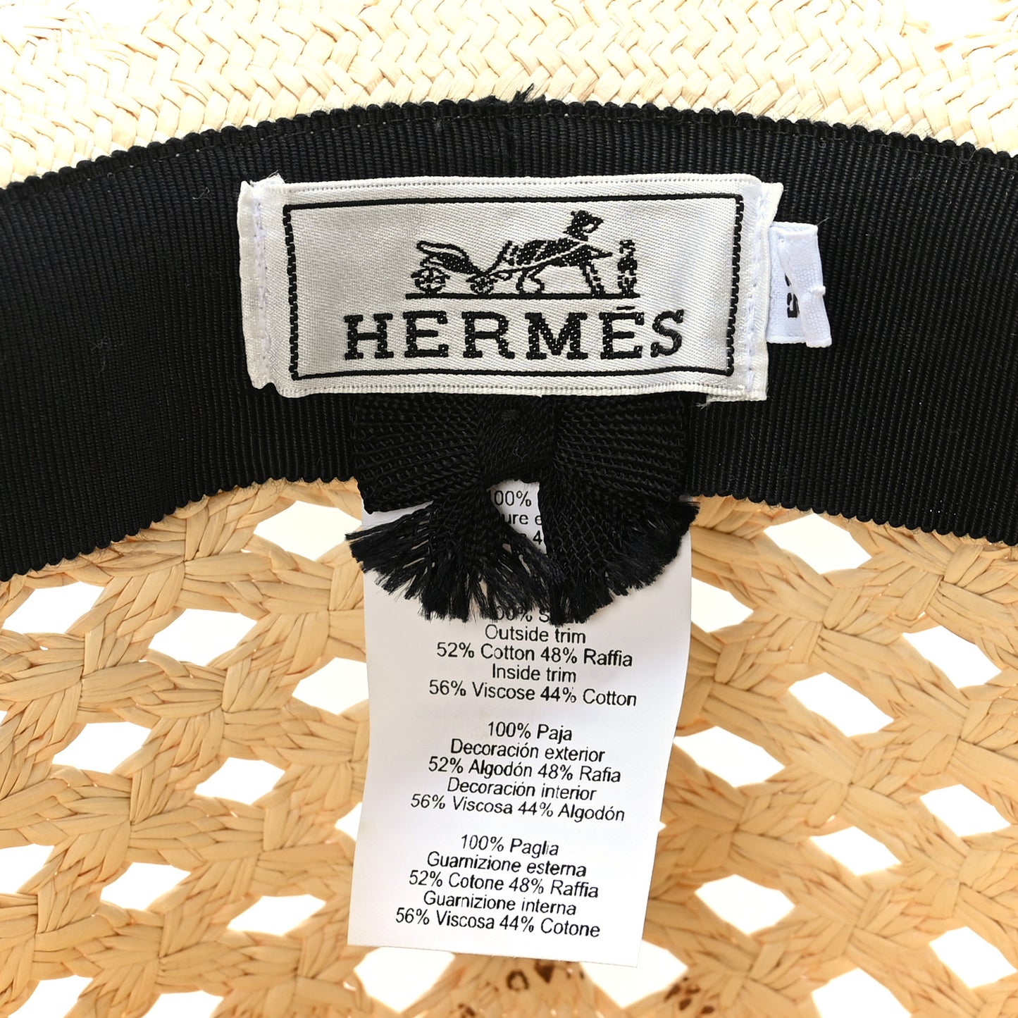 Straw Panama Elenora Hat 57 Naturel Black