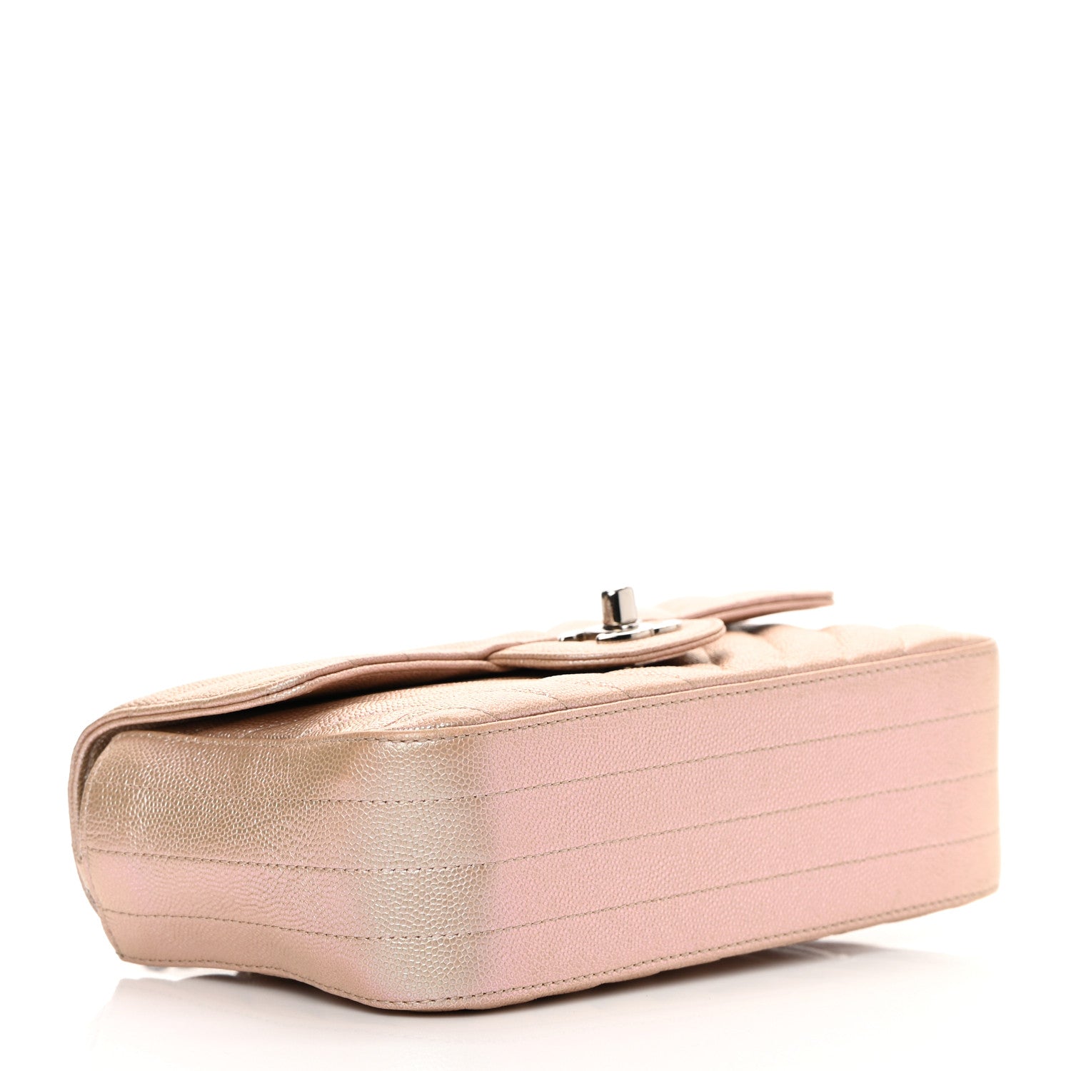 Chanel Iridescent Caviar Chevron Quilted Mini Rectangular Flap Light Gold 3 of 12