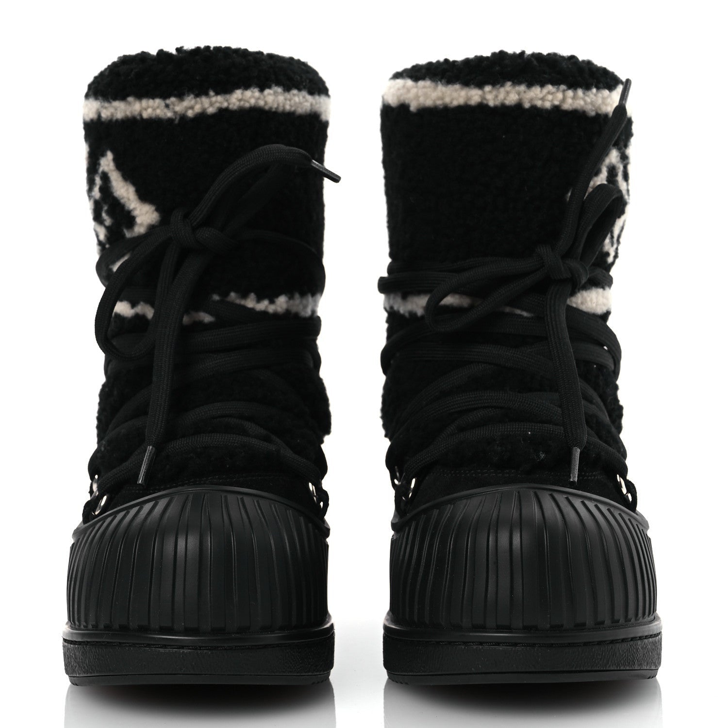 Louis Vuitton Suede Shearling Polar Flat Half Boots Black 3 of 7