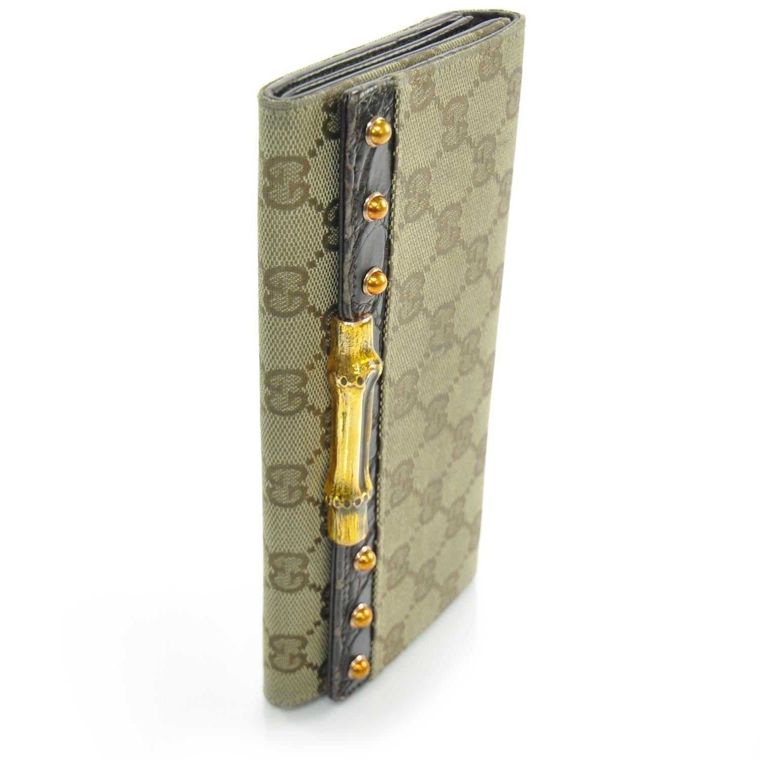 Gucci Monogram Bamboo Studded Continental Wallet 3 of 9