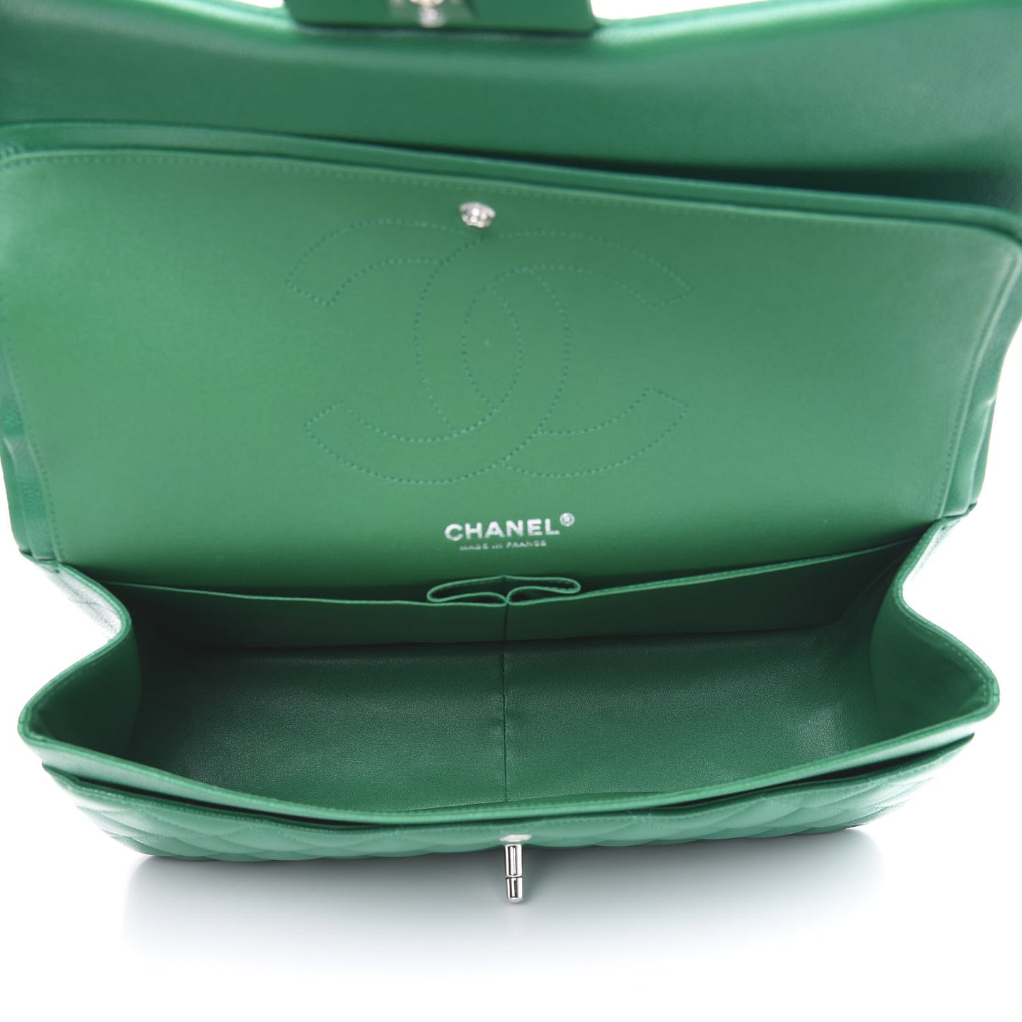 Caviar Quilted Jumbo Double Flap Green