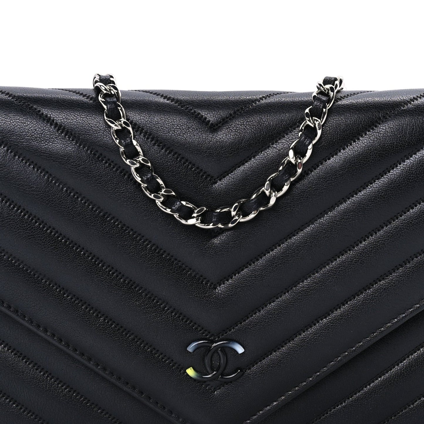 Sheepskin Chevron Wallet On Chain WOC Black