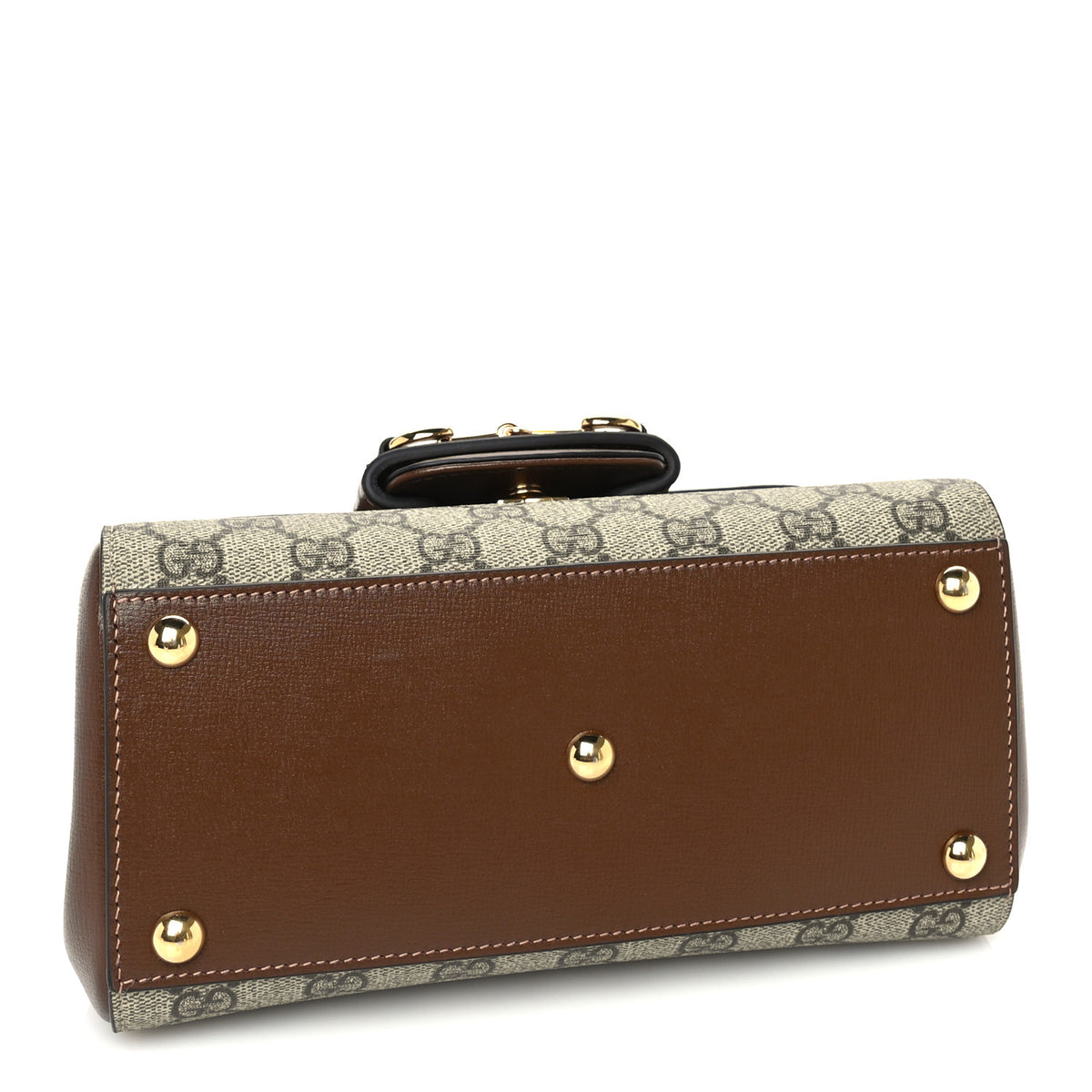 Gucci GG Supreme Monogram Azalea Calfskin Mini Horsebit 1955 Top Handle Flap Bag Beige Ebony Brown Sugar 3 of 8