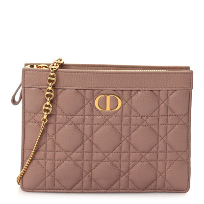 Christian Dior Calfskin Cannage Caro Zipped Pouch With Chain  Fard 1 of 9