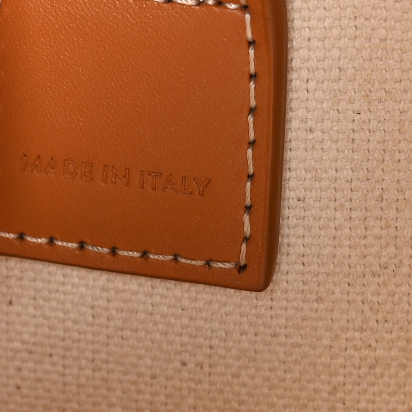 Canvas Calfskin Mini Vertical Cabas Natural Tan