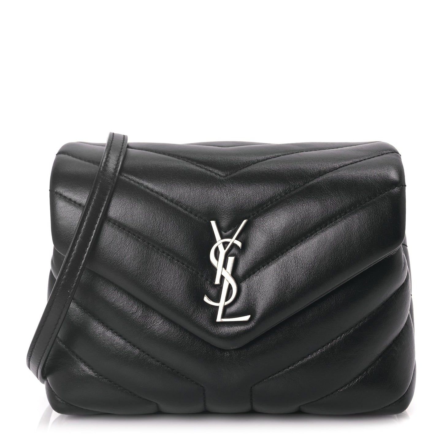 Calfskin Y Quilted Monogram Toy Loulou Crossbody Bag Black