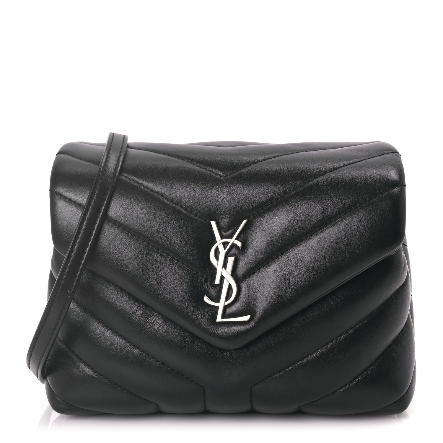 Saint Laurent Calfskin Y Quilted Monogram Toy Loulou Crossbody Bag Black 1 of 8