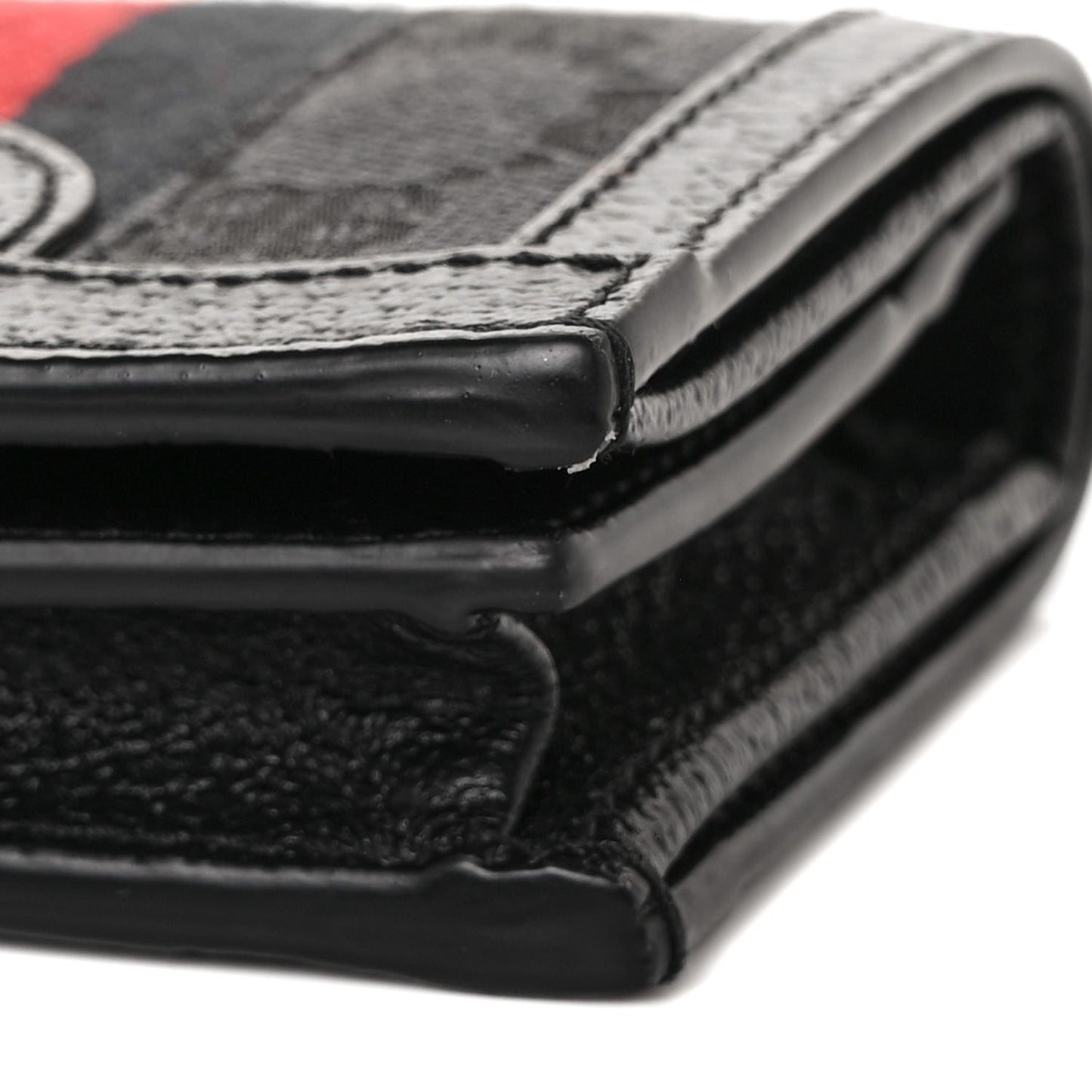 X BALENCIAGA BB Monogram Web Ophidia Card Case Wallet Black