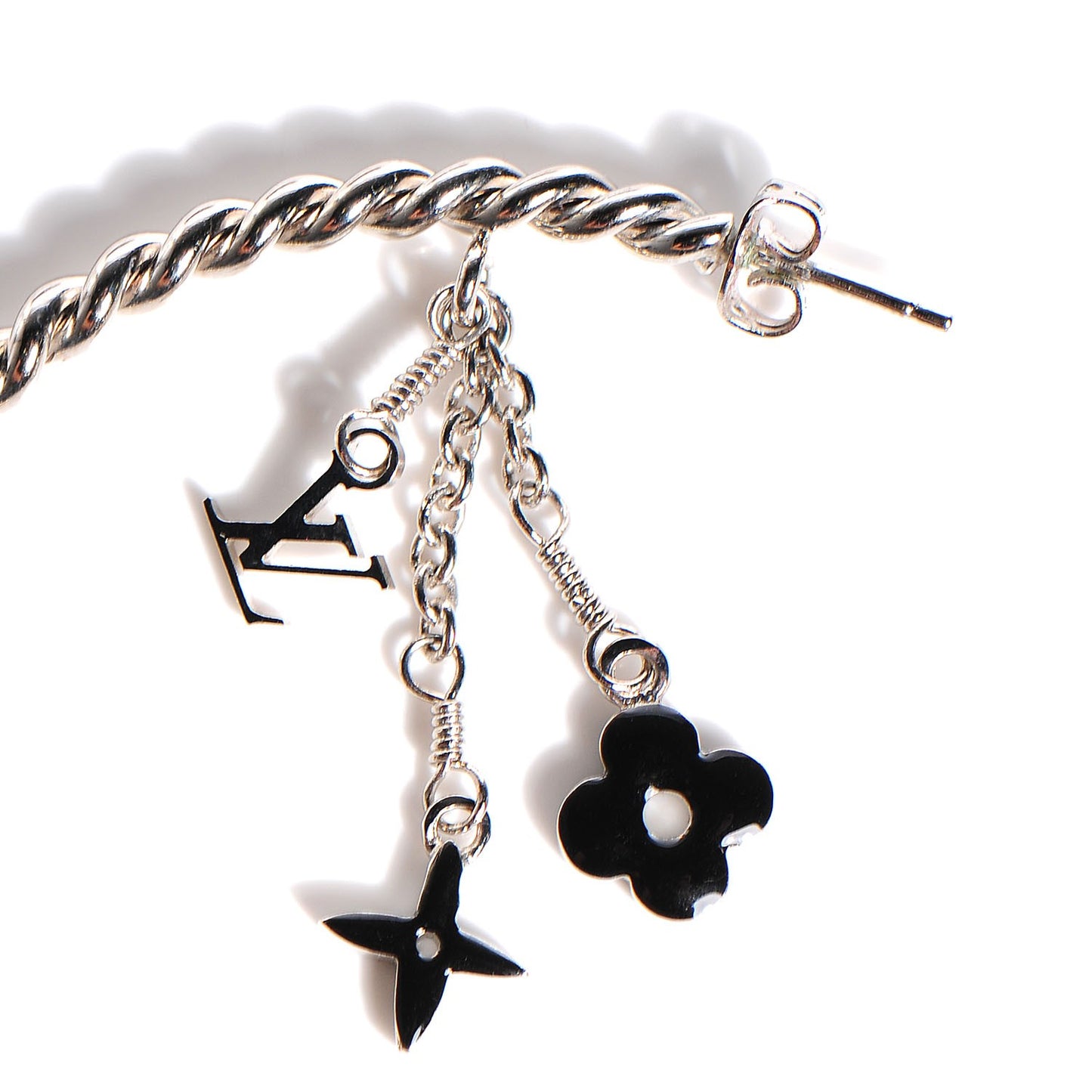 Sweet Monogram Creole Hoop Earrings Silver