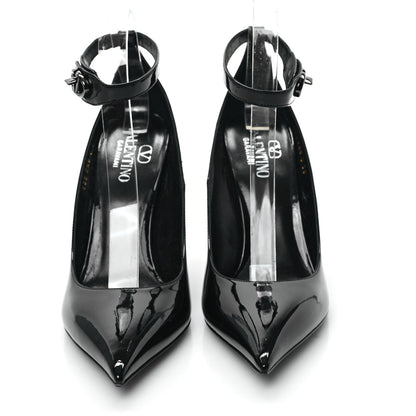 Valentino Garavani Patent Vlogo Plaque Ankle Strap 105mm Pumps 38 Black 2 of 9