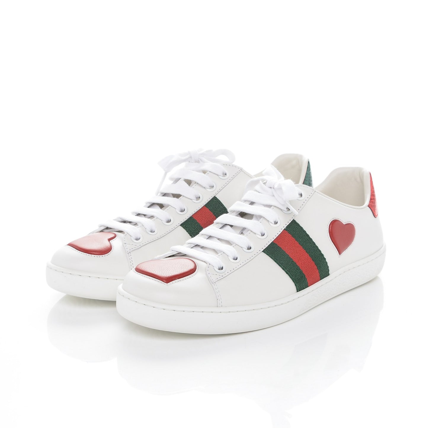 Calfskin Ayers Web Heart Embroidered Ace Sneakers 37.5 White