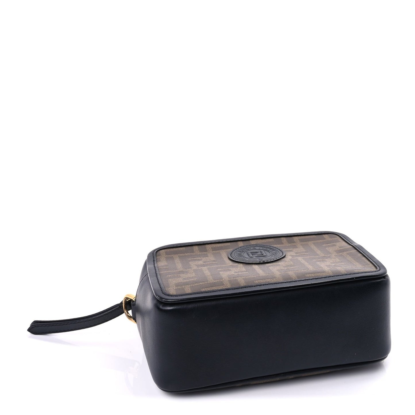 Glazed Fabric Vitello Century FF 1974 Stamp Patch Mini Camera Case Mogano Panna Black