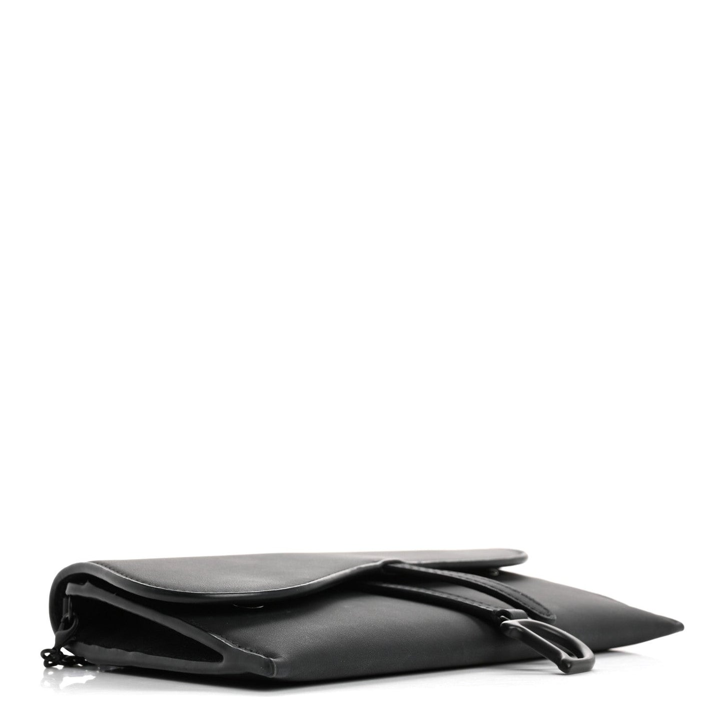 Ultra Matte Calfskin Saddle Chain Wallet Pouch Black
