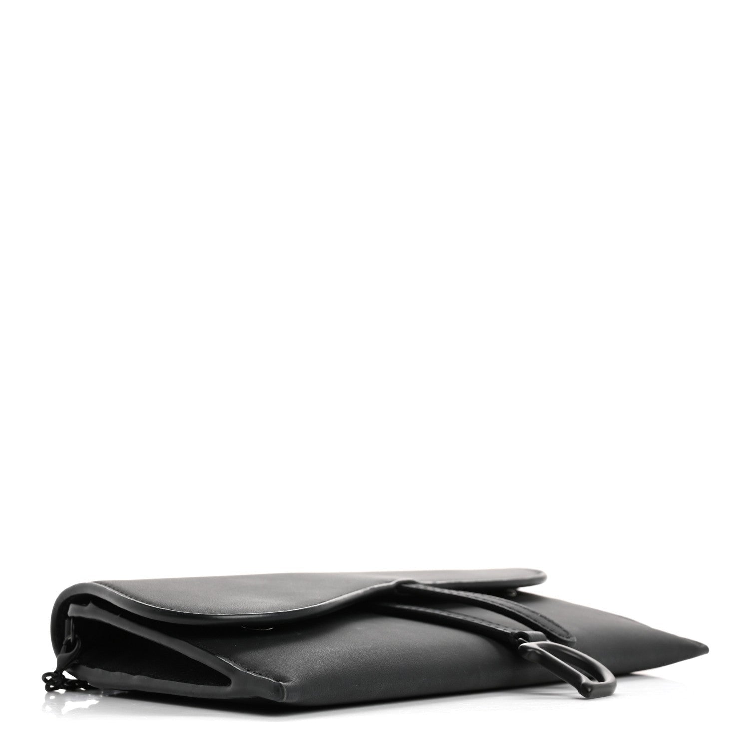 Christian Dior Ultra Matte Calfskin Saddle Chain Wallet Pouch Black 5 of 7